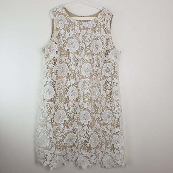 knee length dresses for ladies Shani Women's Tiered Flounce Lace Dress - White main image 0